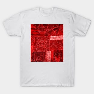 Red Abstract Tapestry Pattern Art Print Pattern Design T-Shirt